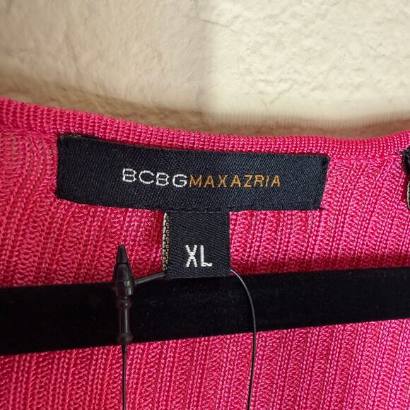 BCBGMAXAZRIA NWT Silk Blend Peplum Sweater Top Pink Long Sleeve Women’s XL $160 - Picture 3 of 13